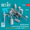 RESKIT RSF48-0050 British Aircraft mechanics with SUU-23 20mm gun pod  (open & close gun bay) on on transport trolley (scene 1) (3 pcs) (3D Printed) (1/48)